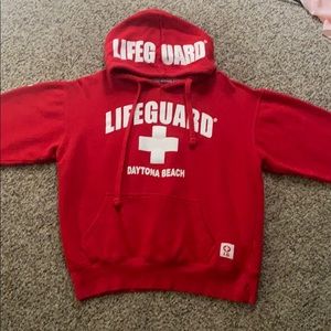 red lifeguard sweatshirt/hoodie